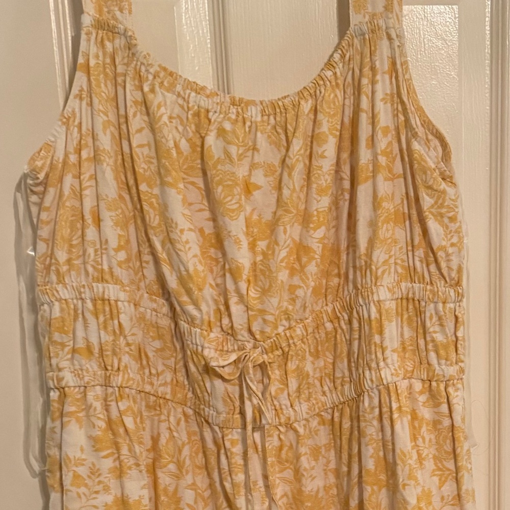 JCPenney a.n.a White Yellow Floral Tank Top Tie Front Dress Size XL X-Large